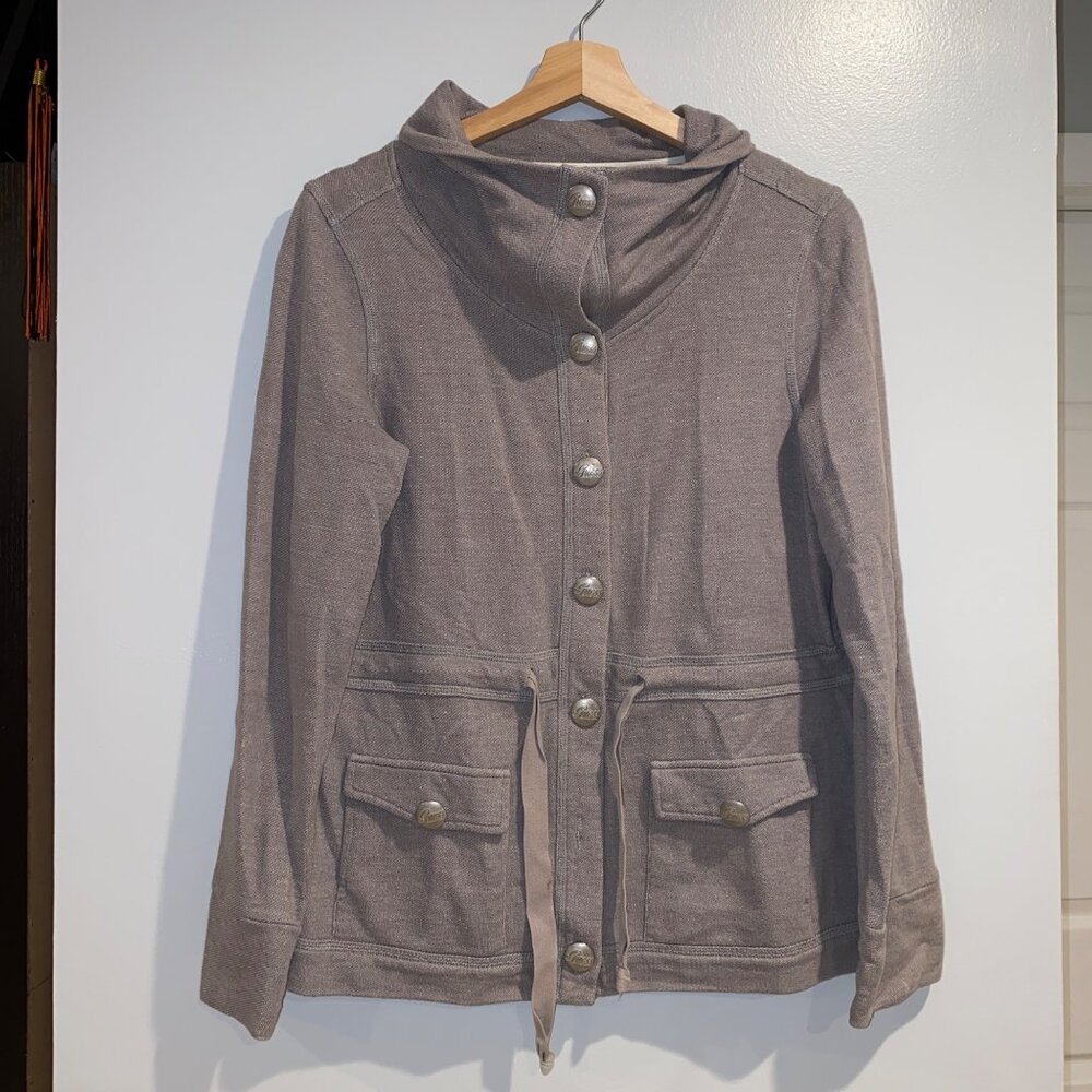 Guess Large Gray Sweater Jacket Drawstring Waist Womens Ladies Cotton Casual